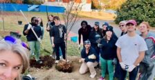 students planting trees