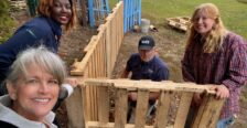 Composting Eagles members collaborate on improving campus composting systems through hands-on service and collaboration with Sodexo-Dining Services.